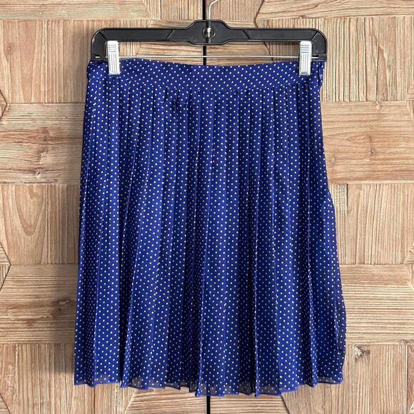 Dresses & Skirts - IXIA Womens Pleated Skirt Size Large Blue with Yellow Polka Dot Knee Length